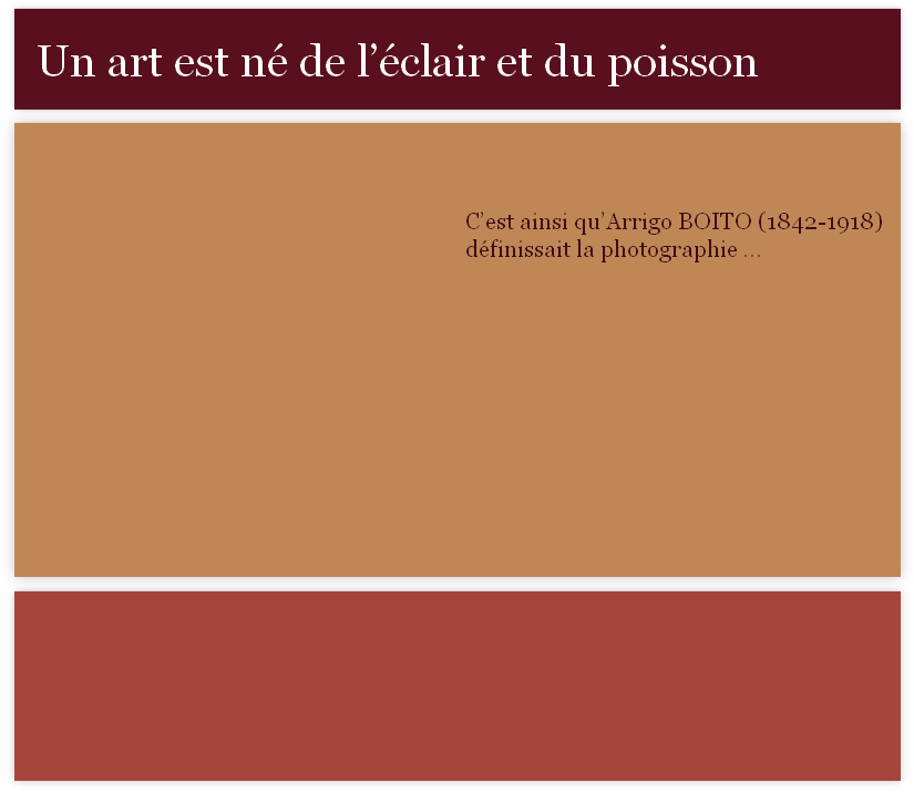 C’est ainsi qu’Arrigo BOITO (1842-1918) définissait la photographie ...