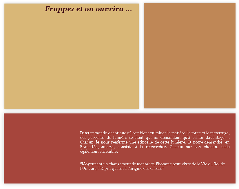 Frappez et on ouvrira ...